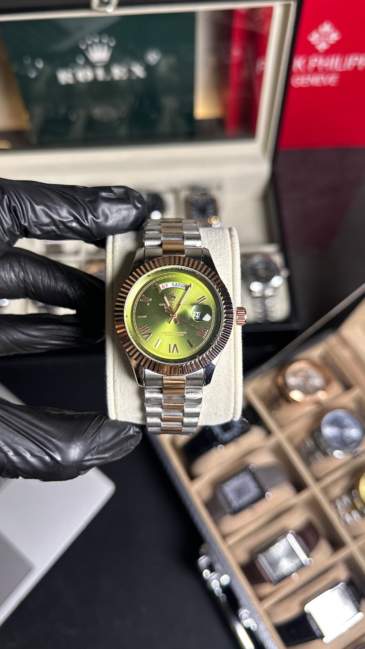ROLEX OLIVE WITH TWO TONE