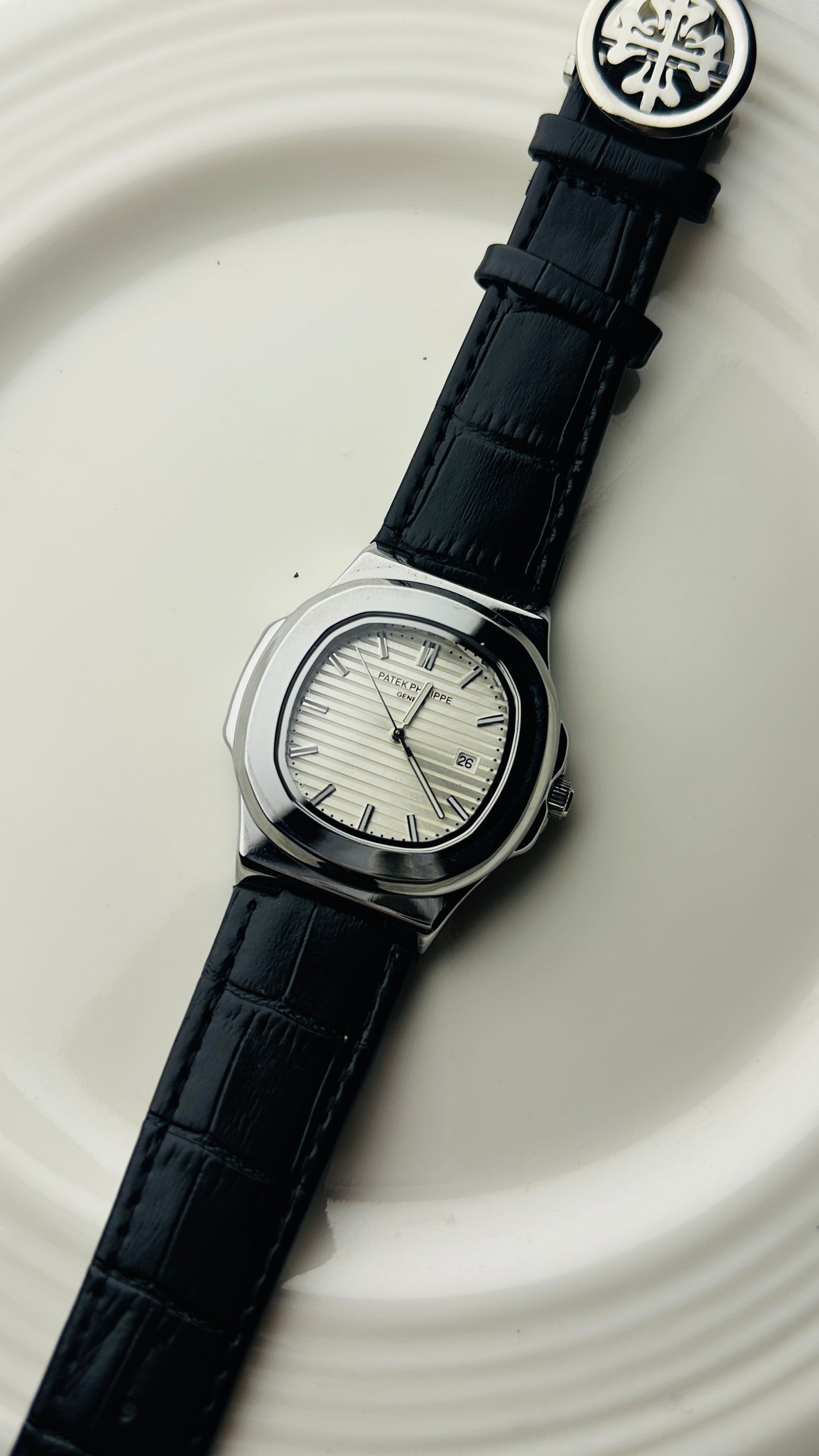 PATEK PHILLIPE WHITE , PREMIUM LEATHER WATCH