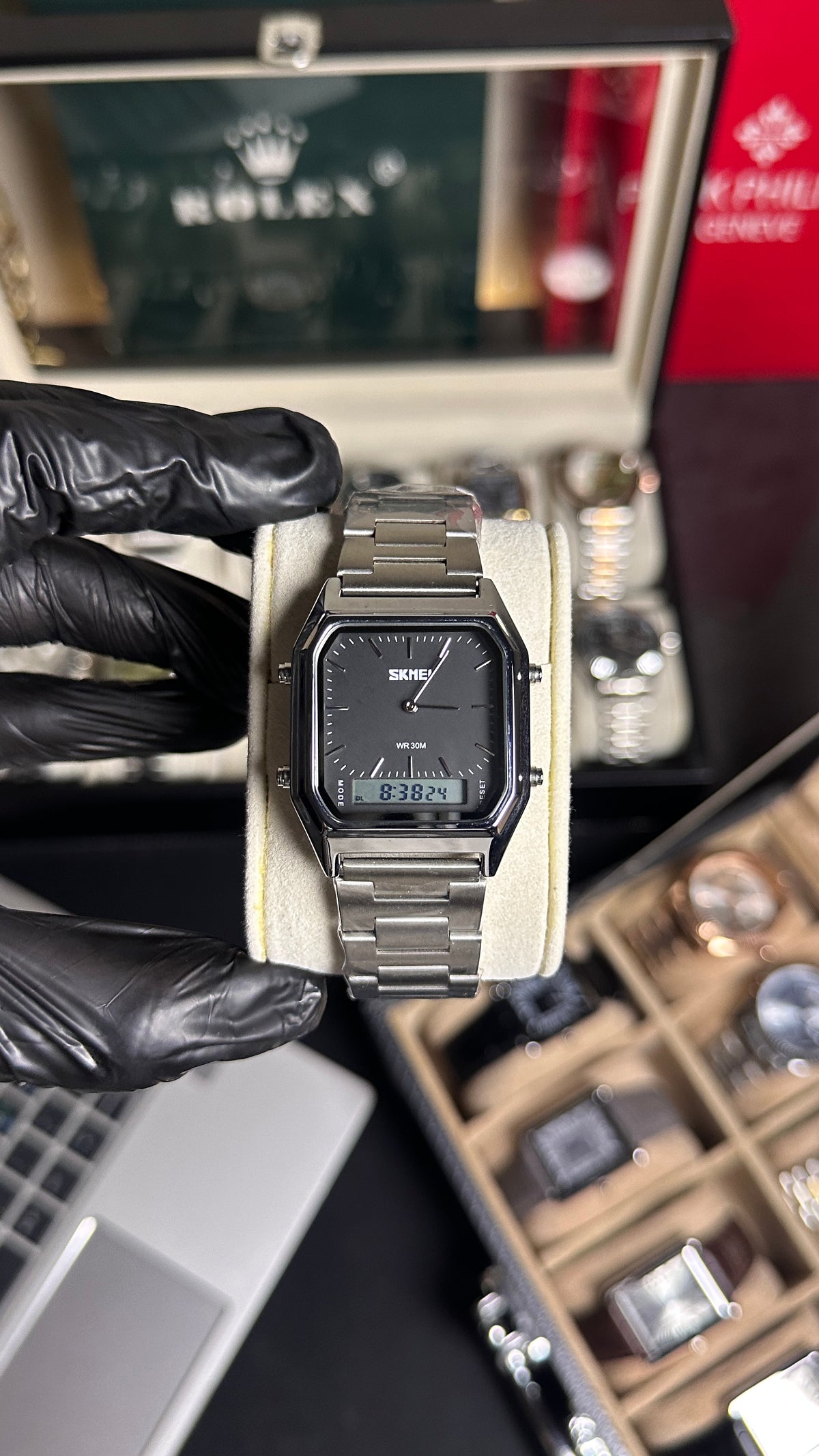 SKMEI Black – Men's Square Dial Watch